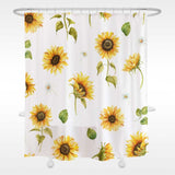 White Ground Sun Flower Shower Curtain