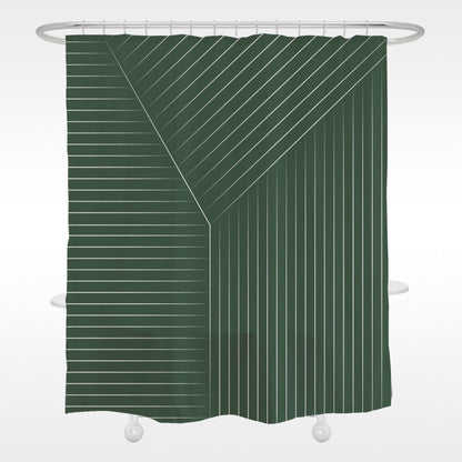 White Line Green Ground Shower Curtain