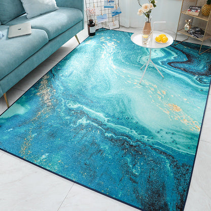 Feblilac Hairless Abstract Magnificent Palace Area Rug, Multiple Sized Living Room Rug, Blue Poly Floor Rug, Anti Slip Living Room Mats, Soft Thick Area Carpet, Art Living Room Carpet, Hot Non Slip Floor Rugs