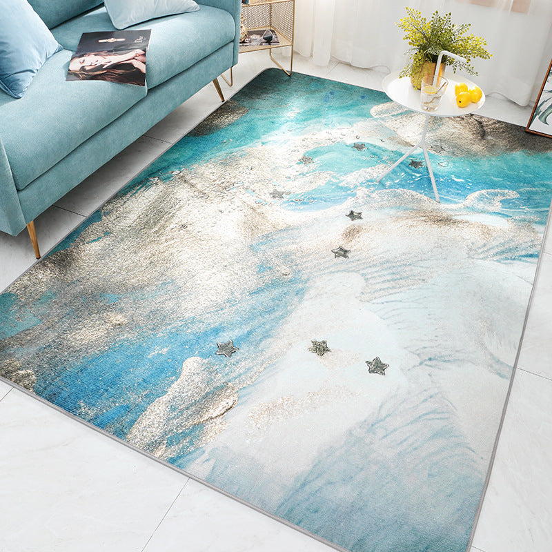 Feblilac Hairless Abstract Star River Area Rug, Multiple Sized Living Room Rug, Blue Poly Floor Rug, Anti Slip Living Room Mats, Soft Thick Area Carpet, Art Living Room Carpet, Hot Non Slip Floor Rugs