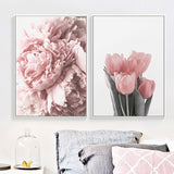 Pink Peony Tulips Rose Flower Wall Art Canvas Painting Nordic Minimalism Posters And Prints Wall Pictures For Living Room Decor