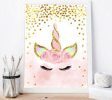 Pink Unicorn Poster Nursery Canvas Decoration for Girls' Room