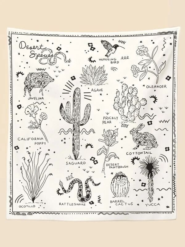 Plant & Animal Print Tapestry