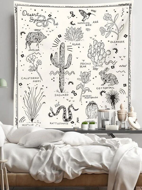 Plant & Animal Print Tapestry