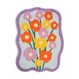 Purple Yellow and Orange Flowers Bath Mat