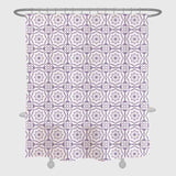 Feblilac Purple Flower Shaped Line Art White Ground Shower Curtain with Hooks, Geometric Bathroom Curtains with Ring, Unique Bathroom décor, Boho Shower Curtain, Customized Bathroom Curtains, Extra Long Shower Curtain