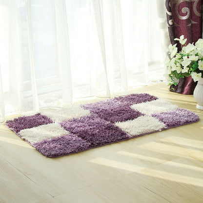 Feblilac Purple and White Checkerboard Pattern Ultra Soft Bathroom Rug, Multiple Sized Bathroom Rug, Plush Water-Absorbent , Multiple Sized Anti Slip Toilet Mat, Black and White Thick Bathroom Carpet, Art Bathroom Mats, Best Bath Rugs, Hot Shower Mat
