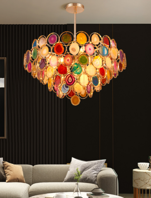 Colorful Slice Agate Chandelier for Foyer