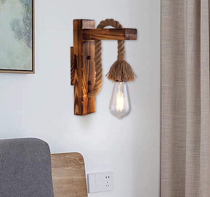 American Countryside Wooden Retro Wall Lamp