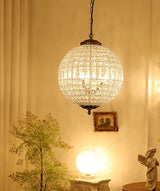 Antique Brass Crystal Globe Chandelier