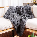 Grey Cozy Chenille Throw Blanket