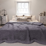 Grey Cozy Chenille Throw Blanket