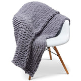 Grey Cozy Chenille Throw Blanket