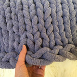 Grey Cozy Chenille Throw Blanket