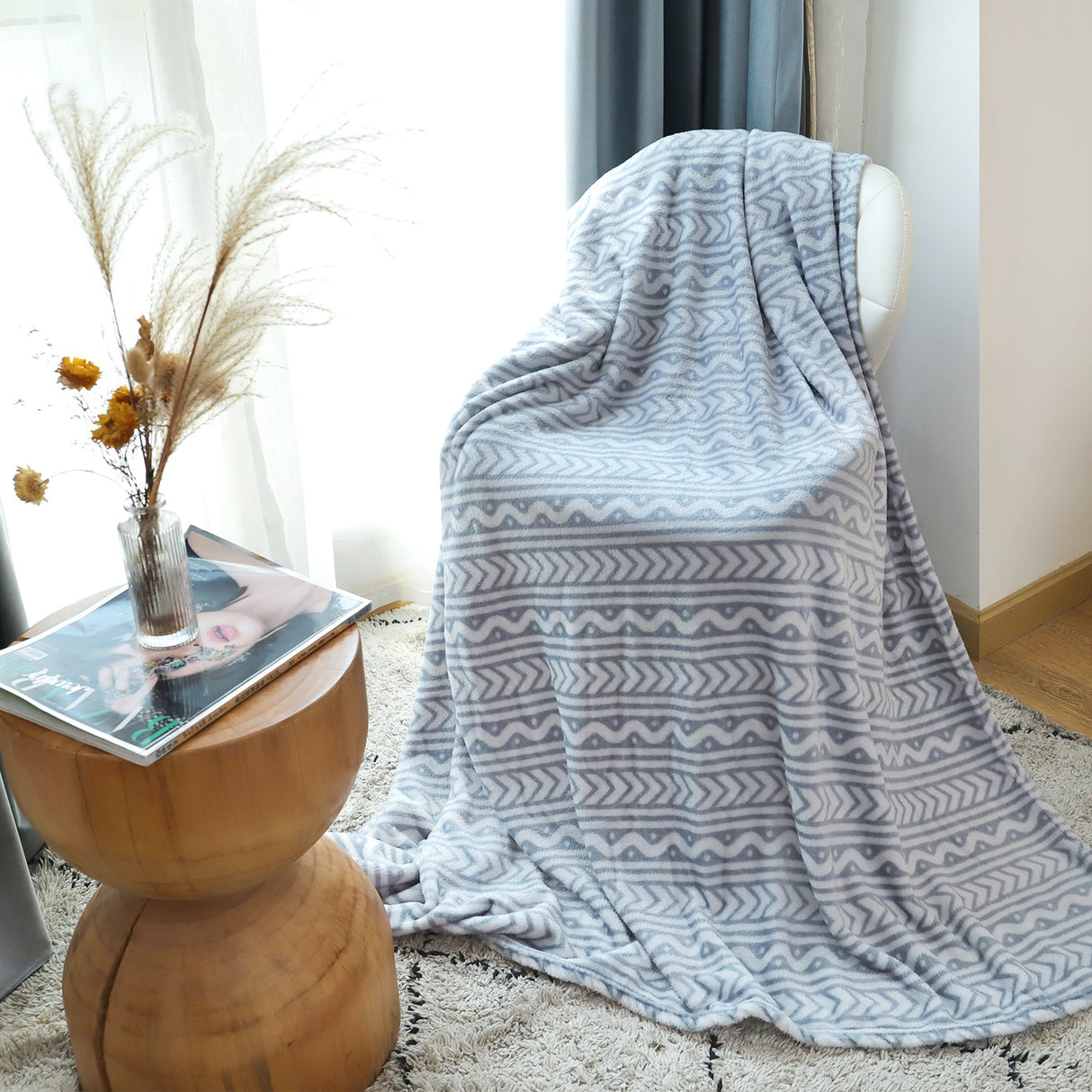 Blue Stripe Fluffy Flannel Blanket