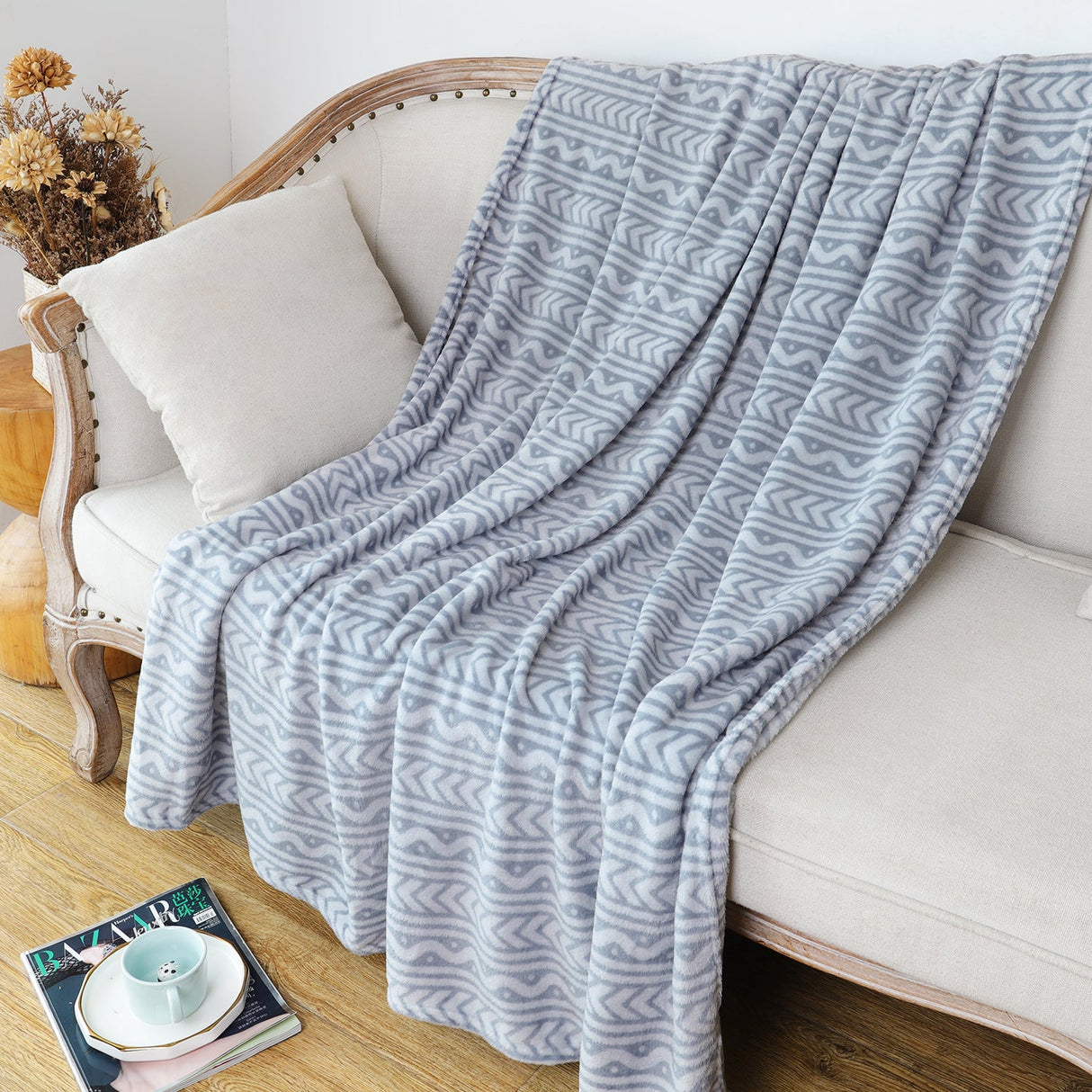 Blue Stripe Fluffy Flannel Blanket