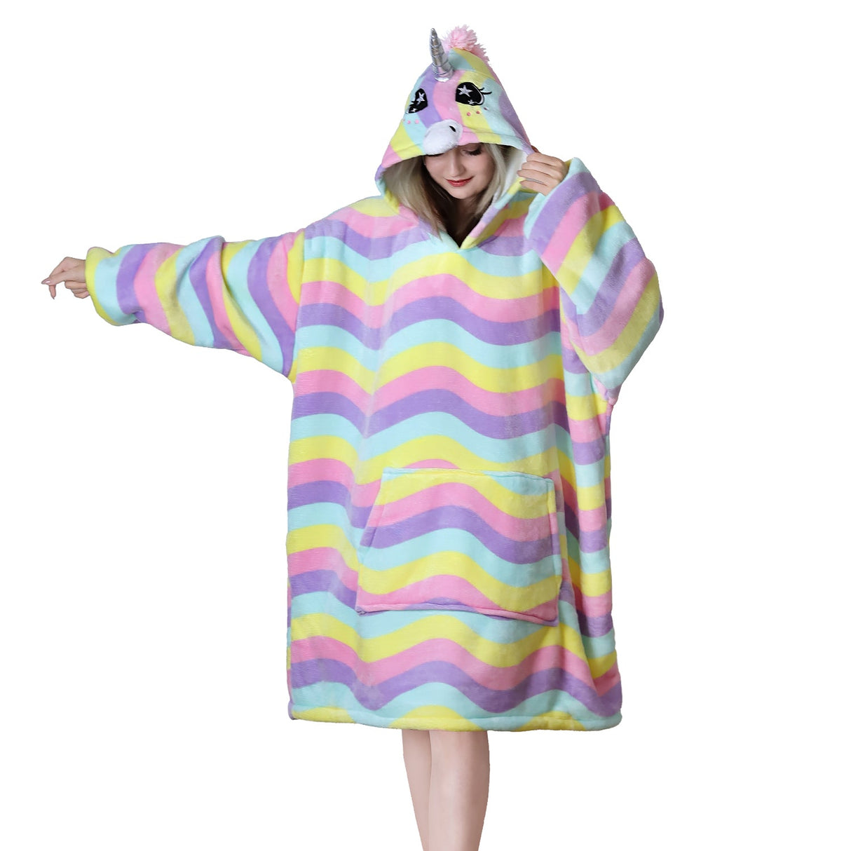 Rainbow Unicorn Hoodie Wearable Blanket