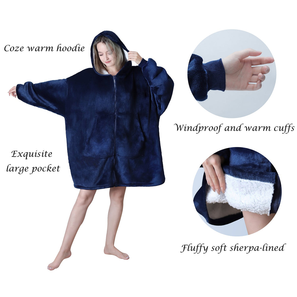 Zip Up Oversized Hoodie Wearable Blanket