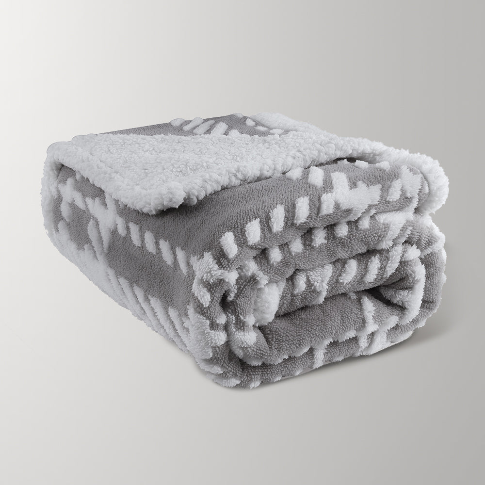 Grey Plaid Fluffy Fleece Blanket