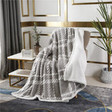 Grey Plaid Fluffy Fleece Blanket