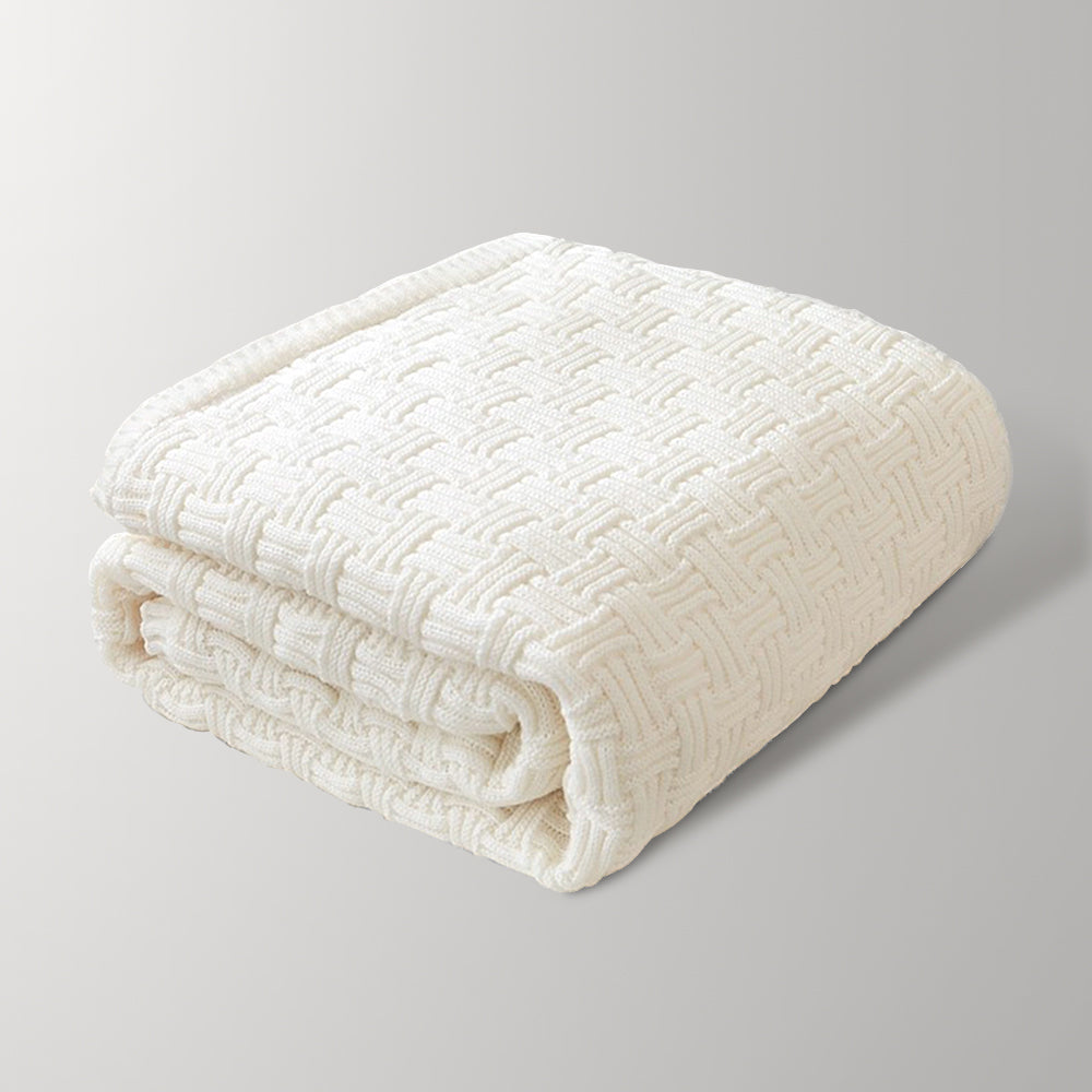 White Cozy Fluffy Knit Blanket