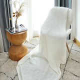 White Cozy Fluffy Knit Blanket