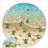 Turtles Sandproof Round Beach Towels