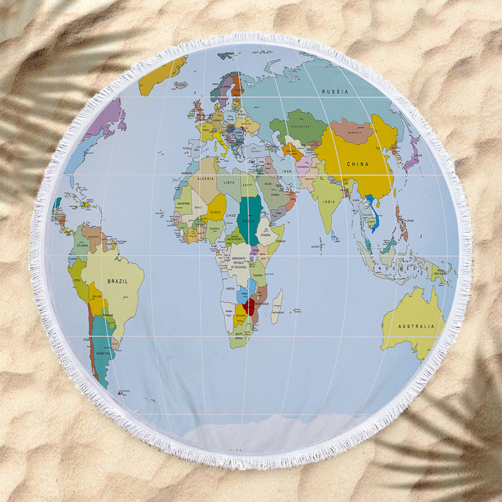 Map Sandproof Round Beach Towels