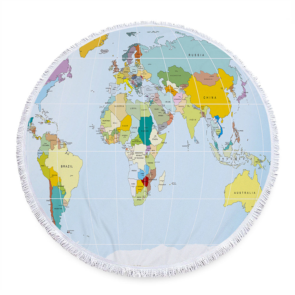 Map Sandproof Round Beach Towels