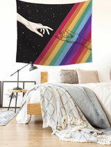 Rainbow Stripe Print Tapestry
