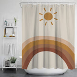 Feblilac Rainbow and Sun Shower Curtain with Hooks, Bathroom Curtains with Ring, Unique Bathroom décor, Boho Shower Curtain, Customized Bathroom Curtains, Extra Long Shower Curtain