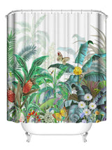 Feblilac Rainforest Floral Shower Curtain with Hooks, Animal Bathroom Curtains with Ring, Unique Bathroom décor, Boho Shower Curtain, Customized Bathroom Curtains, Extra Long Shower Curtain