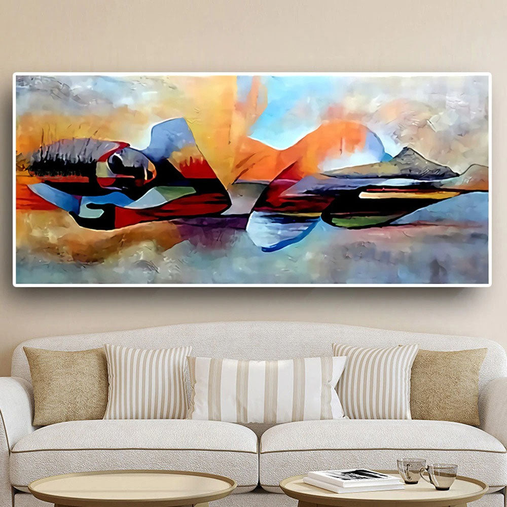 Reclining Buddha in the Abstract Hand Painted Canvas