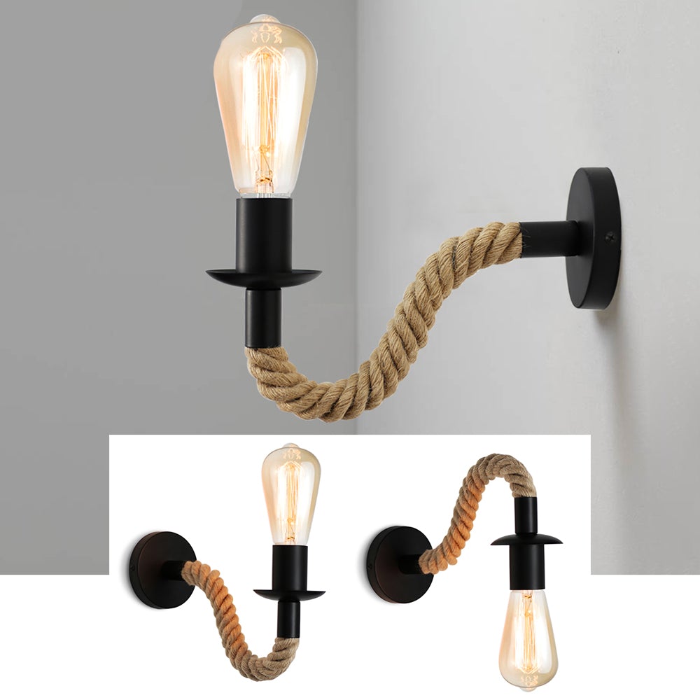 Retro Hemp Rope Industrial Loft Wall Light Fixtures