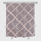 Feblilac Rhomboid Shaped Line Art Pale Pinkish Purple Ground Shower Curtain with Hooks, Geometric Bathroom Curtains with Ring, Unique Bathroom décor, Boho Shower Curtain, Customized Bathroom Curtains, Extra Long Shower Curtain