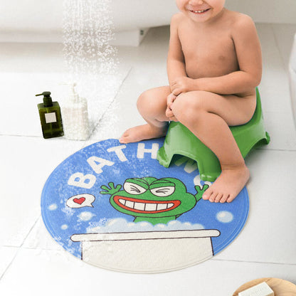Round Smile Frog PVC Bathroom Mat