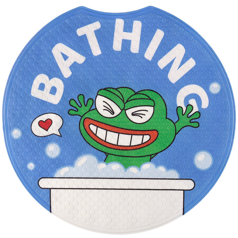 Round Smile Frog PVC Bathroom Mat