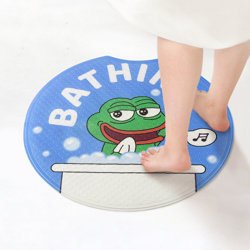 Round Smile Frog PVC Bathroom Mat