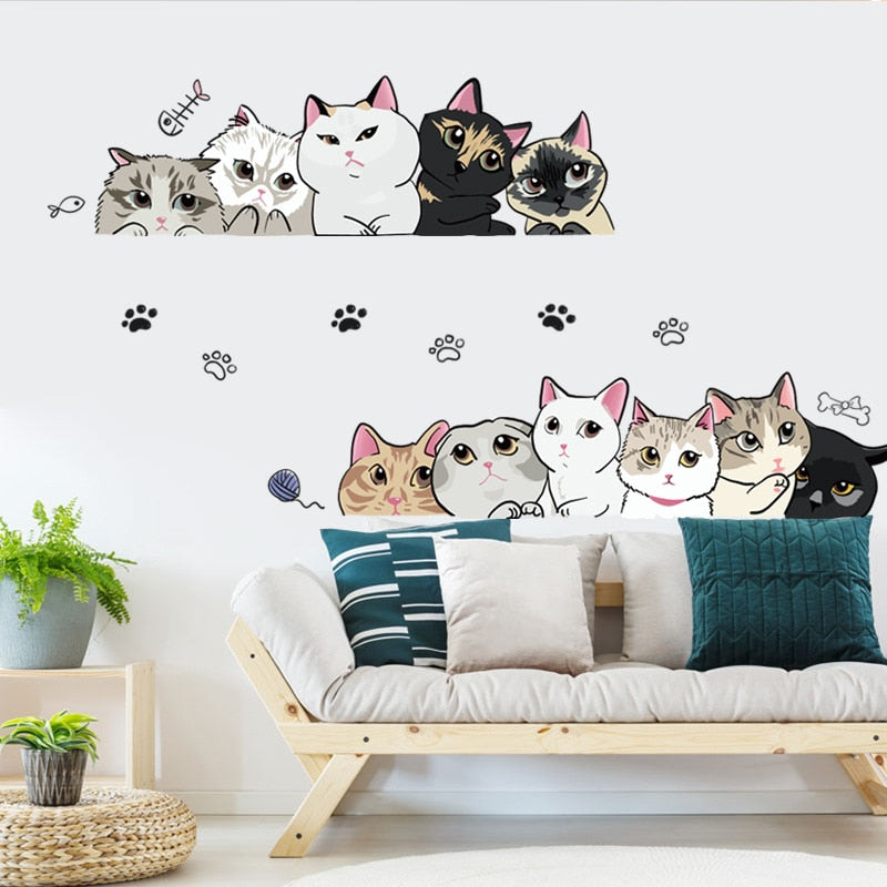 Cute Cat Hand-painted Wall Stickers