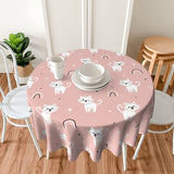 Cat Pink Round Tablecloth