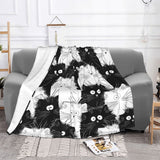 Cute Cat Black White Blanket