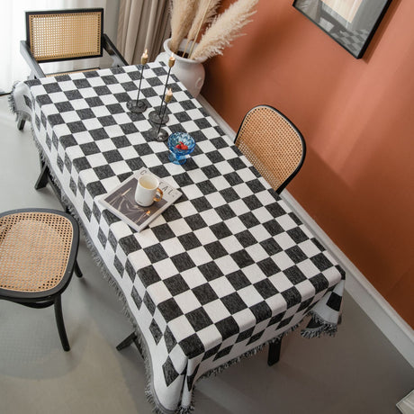 Indie Black And White Checkerboard Tablecloth