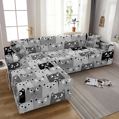 Cat Pattern Stretch Sofa Cover