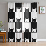 Cat Chiffon Sheer Curtains