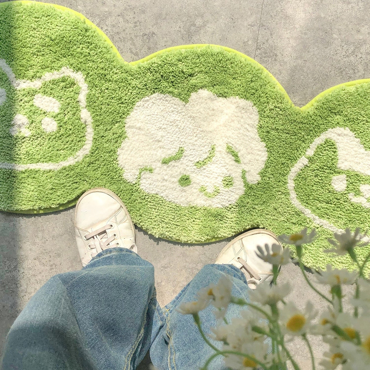 Kawaii Cats Green Rug