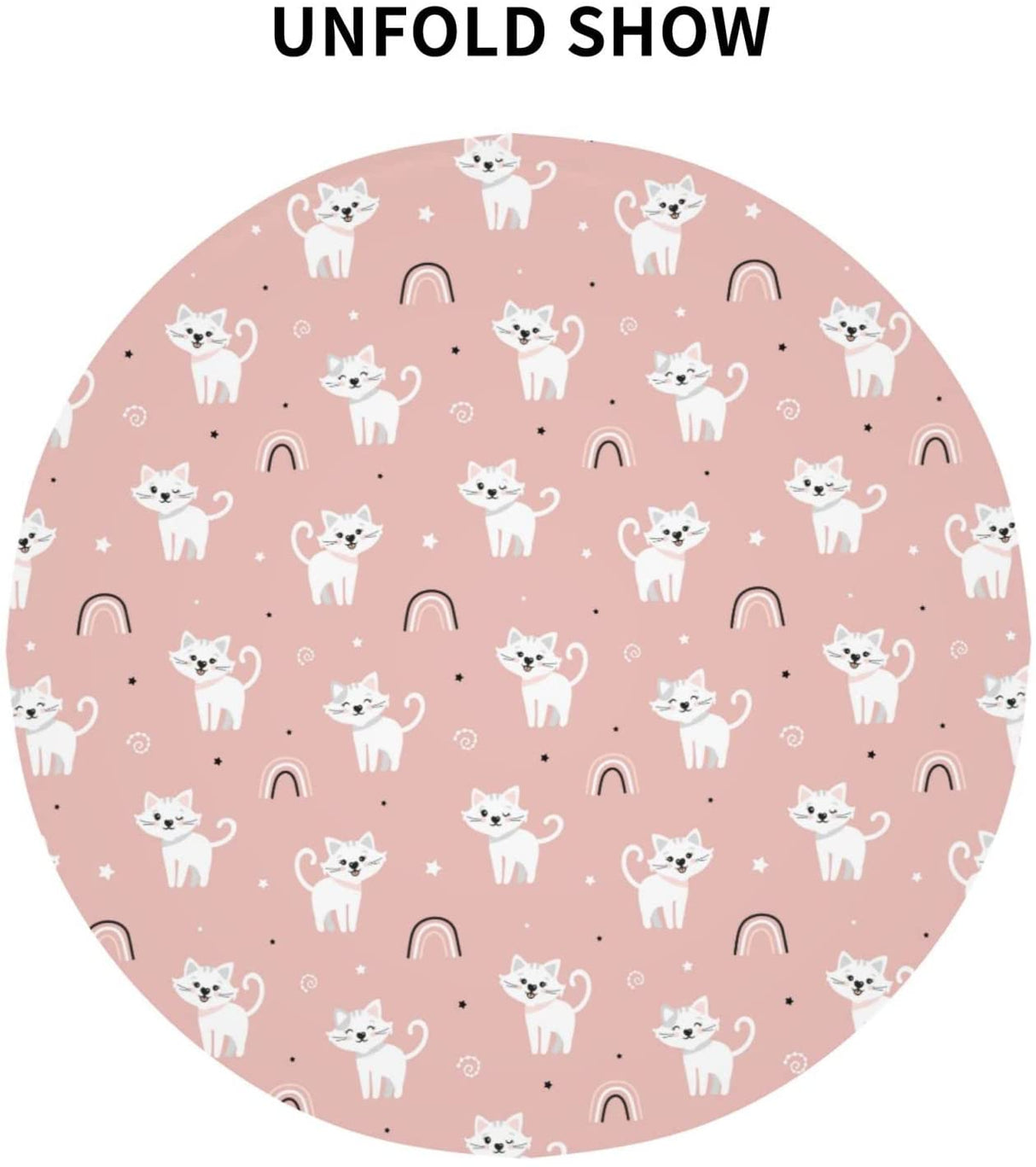 Cat Pink Round Tablecloth