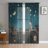 Cat Chiffon Sheer Curtains