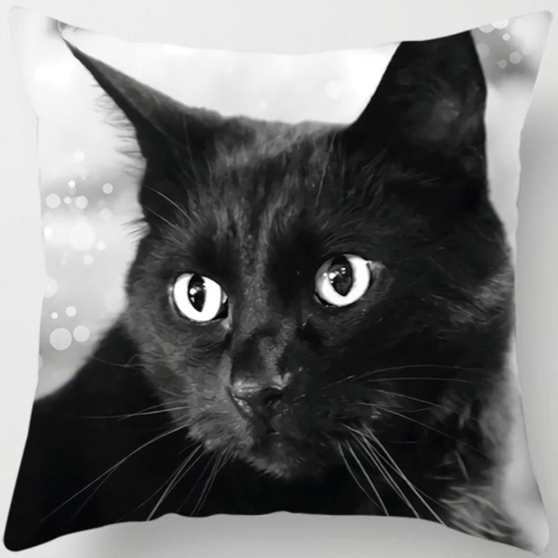 Black Cat Sofa Pillow Cover