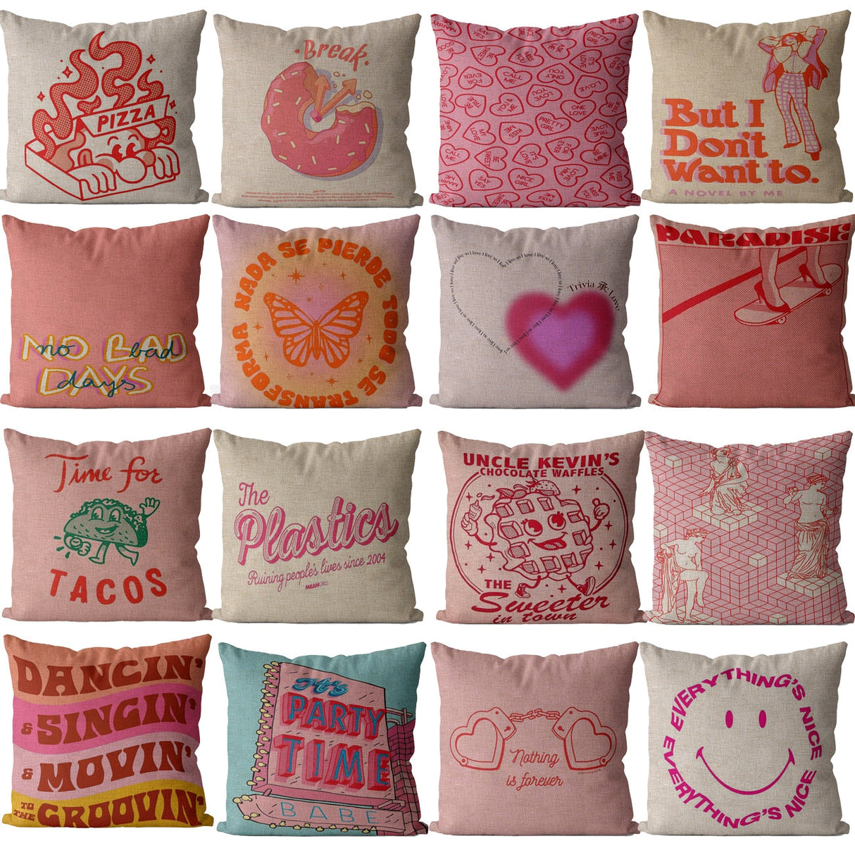 Vintage Patterns Pink Square Pillow Case