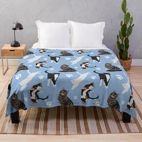 Cat Pattern Soft Throw Blanket